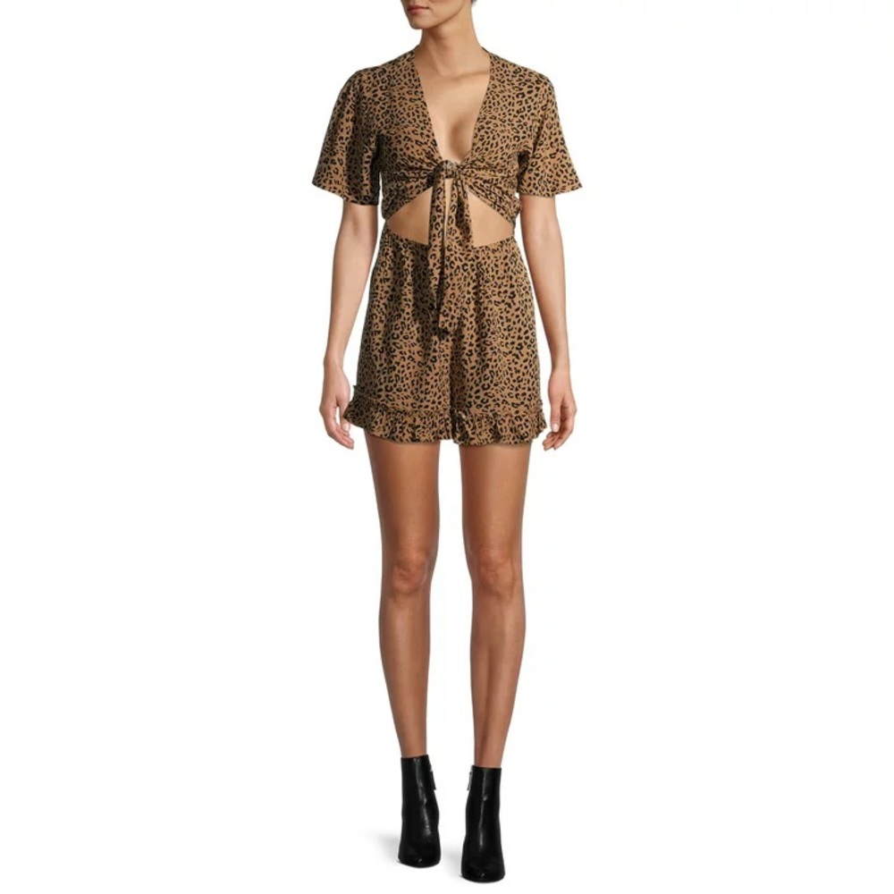 Liv & Lottie Juniors' Tie Front Romper with Ruffle Hem
